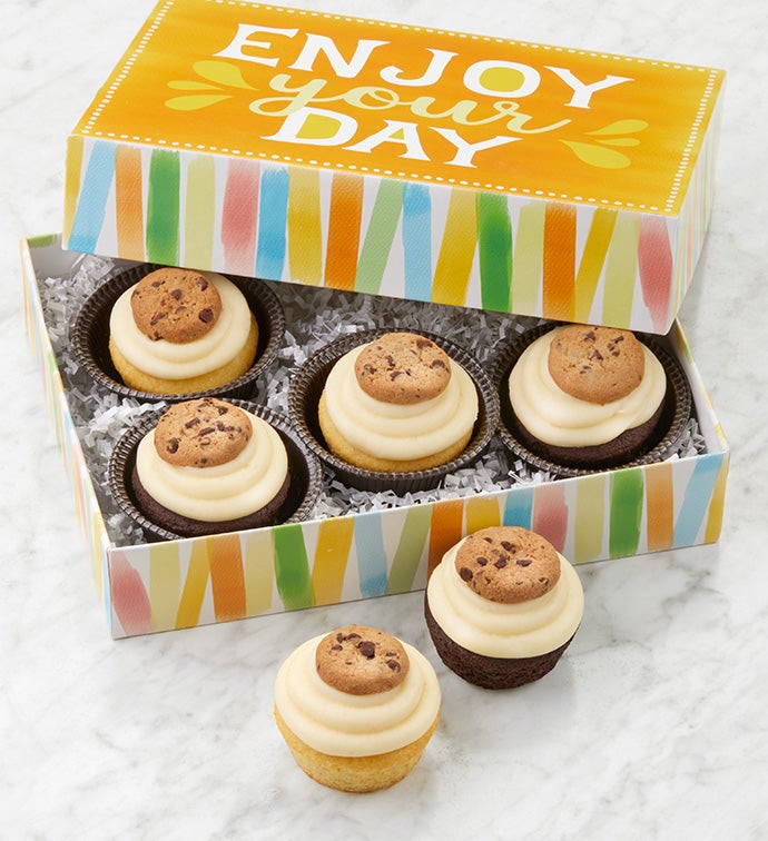 Buttercream-Frosted Chocolate & Vanilla Enjoy Your Day Cupcakes - 6